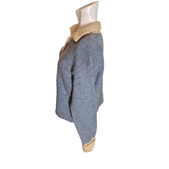 Jennifer Reed VTG Boho Sweater Cardigan Mother of Pearl Buttons Blue Sz S-M - Picture 3 of 6